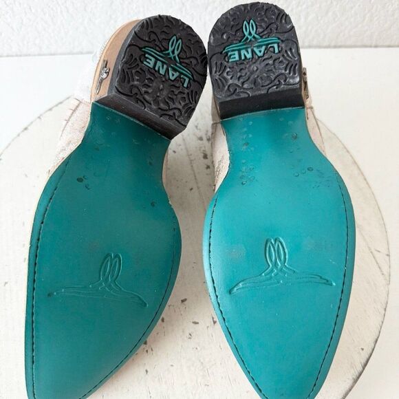 NEW Lane Santorini Bootie Womens 5 White Rhinestones Cowgirl Wedding Boots Mule - Picture 8 of 11